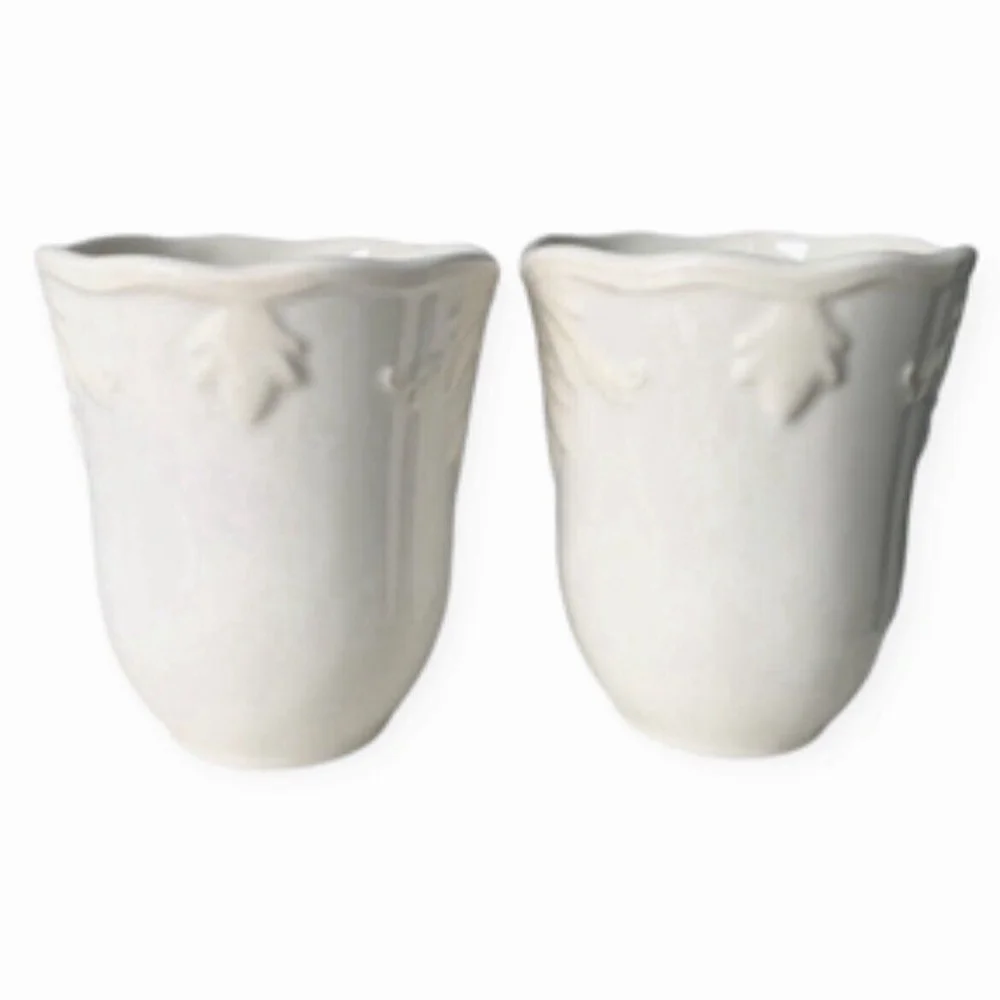 Pair Vintage Lenox Butlers Pantry Gourmet Mugs 14oz White Cream Farmhouse 4.5” - Picture 2 of 13